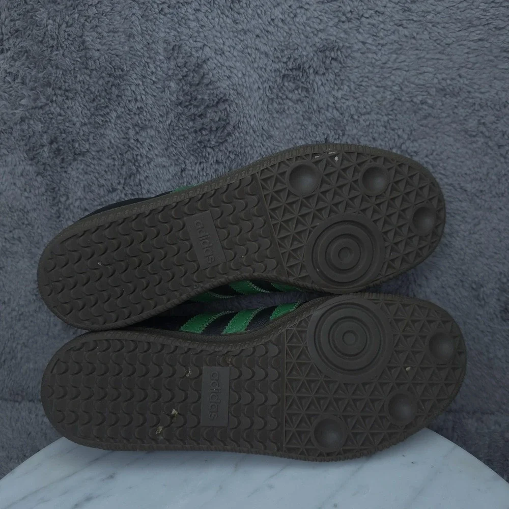 Adidas Samba Shoes Womens Size 6.5 Black Green Leather Gum Sole Soccer Sneakers